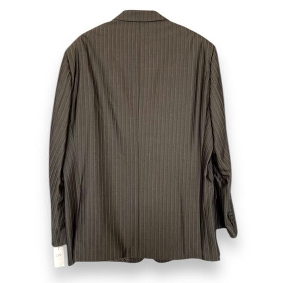 Earvin “Magic” Johnson Signature blazer jacket brown pinstriped super 120’s 48R - Picture 3 of 8